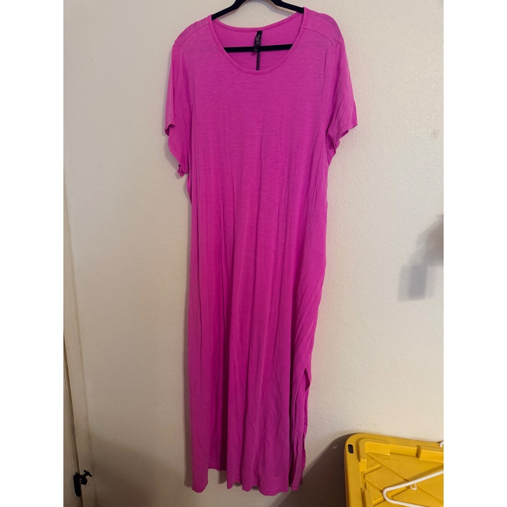 Torrid Sleep Womens 4 Plus Size hot Pink Slub Knit Maxi Dress
